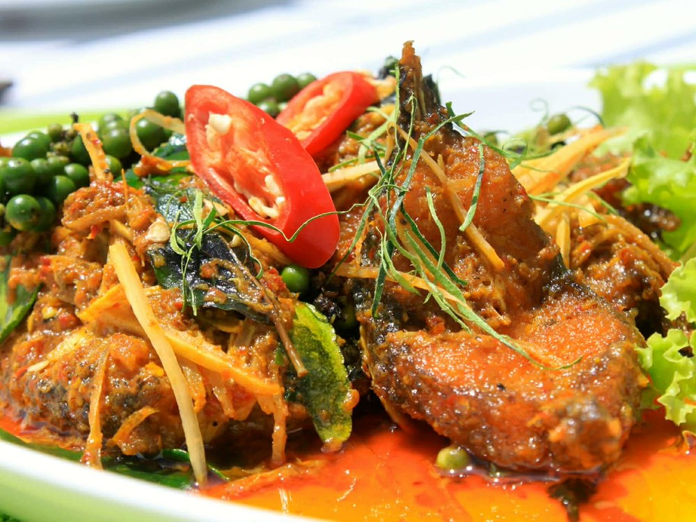 Spicy Stir-fried Sea Bass with Herbs — Baitoey Seafood Krabi