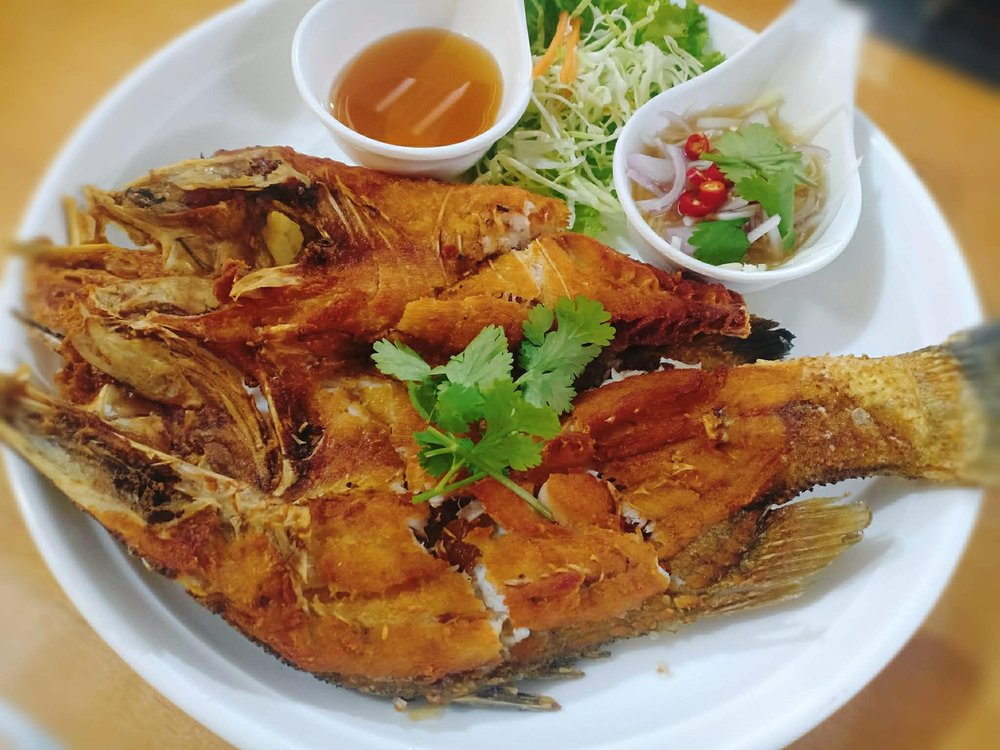 Fried Sea Bass with Fish Sauce — Baitoey Seafood Krabi