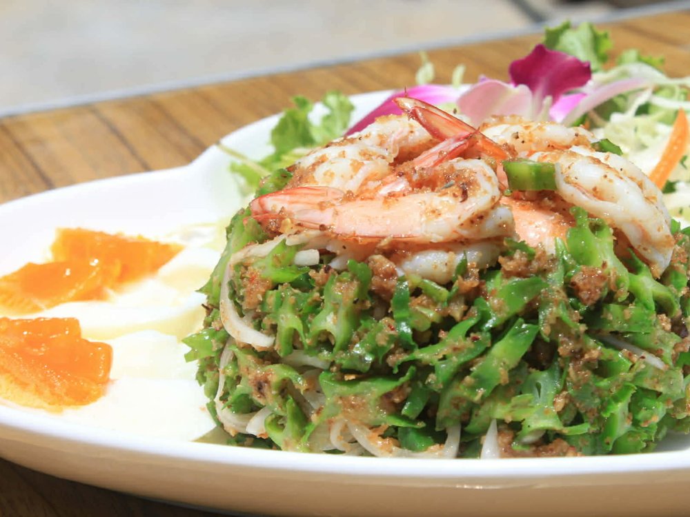 Spicy Winged Bean Salad with Prawns — Baitoey Seafood Krabi